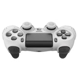 PlayVital Guardian Edition White Ergonomic Soft Anti-Slip Controller Silicone Case Cover for PS4, Rubber Protector Skins with white Joystick Caps for PS4 Slim PS4 Pro Controller - P4CC0060