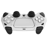 PlayVital Knight Edition White & Black Two Tone Anti-Slip Silicone Cover Skin for Playstation 5 Controller, Soft Rubber Case for PS5 Controller with Thumb Grip Caps - QSPF004