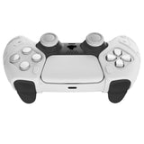 PlayVital Mecha Edition White Ergonomic Soft Controller Silicone Case Grips for PS5 Controller, Rubber Protector Skins with Thumbstick Caps for PS5 Controller – Compatible with Charging Station - JGPF002