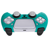 PlayVital Samurai Edition Aqua Green Anti-slip Controller Grip Silicone Skin, Ergonomic Soft Rubber Protective Case Cover for PlayStation 5 PS5 Controller with Black Thumb Stick Caps - BWPF010