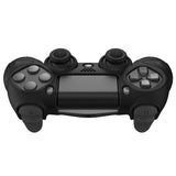PlayVital Guardian Edition Black Ergonomic Soft Anti-Slip Controller Silicone Case Cover for PS4, Rubber Protector Skins with Black Joystick Caps for PS4 Slim PS4 Pro Controller - P4CC0059