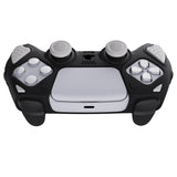 PlayVital Knight Edition Black & White Two Tone Anti-Slip Silicone Cover Skin for Playstation 5 Controller, Soft Rubber Case for PS5 Controller with Thumb Grip Caps - QSPF002