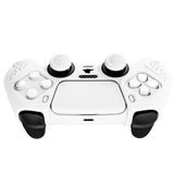 PlayVital Guardian Edition White Ergonomic Soft Anti-slip Controller Silicone Case Cover, Rubber Protector Skins with White Joystick Caps for PS5 Controller - YHPF002