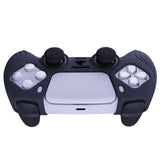 PlayVital Samurai Edition Midnight Blue Anti-slip Controller Grip Silicone Skin, Ergonomic Soft Rubber Protective Case Cover for PlayStation 5 PS5 Controller with Black Thumb Stick Caps - BWPF003