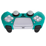 PlayVital Guardian Edition Aqua Green Ergonomic Soft Anti-slip Controller Silicone Case Cover, Rubber Protector Skins with White Joystick Caps for PS5 Controller - YHPF010