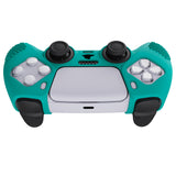 PlayVital Aqua Green 3D Studded Edition Anti-slip Silicone Cover Skin for 5 Controller, Soft Rubber Case Protector for PS5 Wireless Controller with 6 Black Thumb Grip Caps - TDPF010