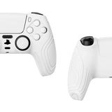 PlayVital Samurai Edition White Anti-slip Controller Grip Silicone Skin, Ergonomic Soft Rubber Protective Case Cover for PlayStation 5 PS5 Controller with White Thumb Stick Caps - BWPF002
