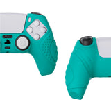 PlayVital Guardian Edition Aqua Green Ergonomic Soft Anti-slip Controller Silicone Case Cover, Rubber Protector Skins with White Joystick Caps for PS5 Controller - YHPF010