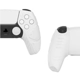 PlayVital Mecha Edition White Ergonomic Soft Controller Silicone Case Grips for PS5 Controller, Rubber Protector Skins with Thumbstick Caps for PS5 Controller – Compatible with Charging Station - JGPF002
