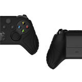 PlayVital Samurai Edition Black Anti-Slip Controller Grip Silicone Skin for Xbox One X/S Controller, Ergonomic Soft Rubber Protective Case Cover for Xbox One S/X Controller with Black Thumb Stick Caps - XOQ034