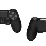 PlayVital Guardian Edition Black Ergonomic Soft Anti-Slip Controller Silicone Case Cover for PS4, Rubber Protector Skins with Black Joystick Caps for PS4 Slim PS4 Pro Controller - P4CC0059