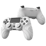 PlayVital Guardian Edition White Ergonomic Soft Anti-Slip Controller Silicone Case Cover for PS4, Rubber Protector Skins with white Joystick Caps for PS4 Slim PS4 Pro Controller - P4CC0060