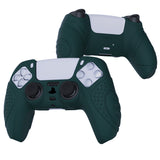 PlayVital Guardian Edition Racing Green Blue Ergonomic Soft Anti-slip Controller Silicone Case Cover, Rubber Protector Skins with Black Joystick Caps for PS5 Controller - YHPF004