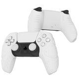 PlayVital Mecha Edition White Ergonomic Soft Controller Silicone Case Grips for PS5 Controller, Rubber Protector Skins with Thumbstick Caps for PS5 Controller – Compatible with Charging Station - JGPF002