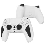 PlayVital Knight Edition White & Black Two Tone Anti-Slip Silicone Cover Skin for Playstation 5 Controller, Soft Rubber Case for PS5 Controller with Thumb Grip Caps - QSPF004