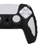 PlayVital Knight Edition Black & White Two Tone Anti-Slip Silicone Cover Skin for Playstation 5 Controller, Soft Rubber Case for PS5 Controller with Thumb Grip Caps - QSPF002