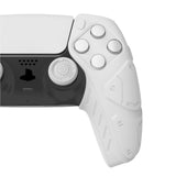 PlayVital Mecha Edition White Ergonomic Soft Controller Silicone Case Grips for PS5 Controller, Rubber Protector Skins with Thumbstick Caps for PS5 Controller – Compatible with Charging Station - JGPF002