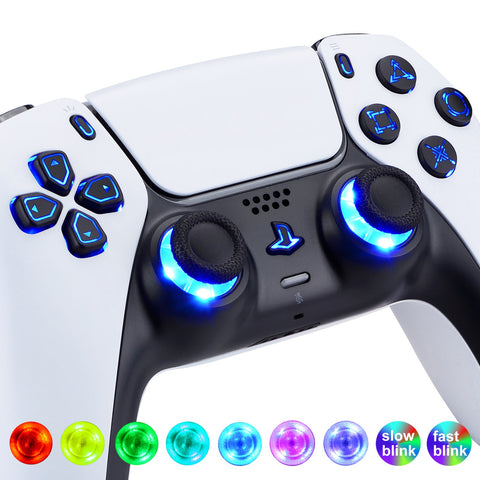 eXtremeRate Multi-Colors Luminated Dpad Thumbstick Share Home Face Buttons for PS5 Controller, Black Classical Symbols Buttons DTF V3 LED Kit for PS5 Controller - Controller NOT Included - PFLED02G2