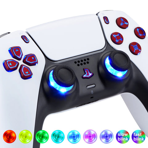 eXtremeRate Multi-Colors Luminated Dpad Thumbstick Share Home Face Buttons for PS5 Controller BDM-010/020, Scarlet Red Classical Symbols Buttons DTF V3 LED Kit for PS5 Controller - Controller NOT Included - PFLED05G2
