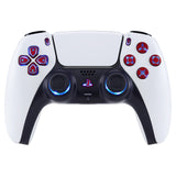 eXtremeRate Multi-Colors Luminated Dpad Thumbstick Share Home Face Buttons for PS5 Controller, Scarlet Red Classical Symbols Buttons DTF V3 LED Kit for PS5 Controller - Controller NOT Included - PFLED05G2