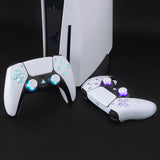 eXtremeRate Multi-Colors Luminated Dpad Thumbstick Share Home Face Buttons for PS5 Controller, White Classical Symbols Buttons DTF V3 LED Kit for PS5 Controller - Controller NOT Included - PFLED06G2