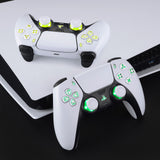 eXtremeRate Multi-Colors Luminated Dpad Thumbstick Share Home Face Buttons for PS5 Controller, White Classical Symbols Buttons DTF V3 LED Kit for PS5 Controller - Controller NOT Included - PFLED06G2