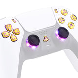 eXtremeRate Multi-Colors Luminated Dpad Thumbstick Share Home Face Buttons for PS5 Controller, Chrome Gold Classical Symbols Buttons DTF V3 LED Kit for PS5 Controller - Controller NOT Included - PFLED07G2