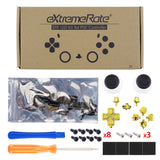 eXtremeRate Multi-Colors Luminated Dpad Thumbstick Share Home Face Buttons for PS5 Controller, Chrome Gold Classical Symbols Buttons DTF V3 LED Kit for PS5 Controller - Controller NOT Included - PFLED07G2