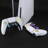 eXtremeRate Multi-Colors Luminated Dpad Thumbstick Share Home Face Buttons for PS5 Controller, Chrome Gold Classical Symbols Buttons DTF V3 LED Kit for PS5 Controller - Controller NOT Included - PFLED07G2