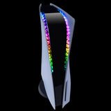 PlayVital RGB LED Light Strip for PS5 Console, 7 Colors 29 Effects DIY Decoration Accessories Flexible Tape Lights Strips Kit for PS5 Console with IR Remote - PFLED09