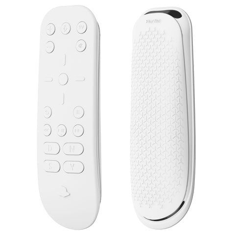 PlayVital White Silicone Protective Remote Case for PS5 Media Remote Cover, Ergonomic Design Full Body Protector Skin for PS5 Remote Control - PFPJ036