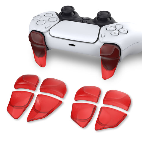 PlayVital BLADE 2 Pairs Shoulder Buttons Extension Triggers for ps5 Controller, Game Improvement Adjusters for ps5 Controller, Bumper Trigger Extenders for ps5 Controller - Clear Red - PFPJ042