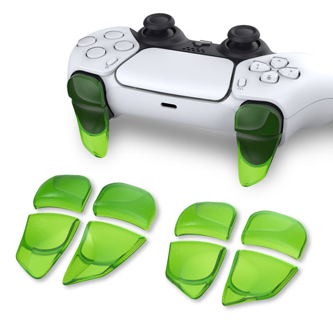 PlayVital BLADE 2 Pairs Shoulder Buttons Extension Triggers for ps5 Controller, Game Improvement Adjusters for ps5 Controller, Bumper Trigger Extenders for ps5 Controller - Clear Green - PFPJ044