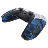 PlayVital Anti-Skid Sweat-Absorbent Controller Grip for PS5 Controller, Professional Textured Soft Rubber Pads Handle Grips for PS5 Controller - Black Blue Camouflage - PFPJ063