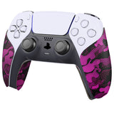 PlayVital Anti-Skid Sweat-Absorbent Controller Grip for PS5 Controller, Professional Textured Soft Rubber Pads Handle Grips for PS5 Controller - Rose Red Black Camouflage - PFPJ066