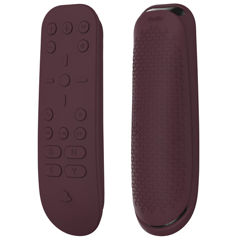 PlayVital Wine Red Silicone Protective Remote Case for PS5 Media Remote Cover, Ergonomic Design Full Body Protector Skin for PS5 Remote Control - PFPJ079