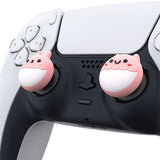PlayVital Rabbit & Squirrel Cute Thumb Grip Caps for PS5/4 Controller, Silicone Analog Stick Caps Cover for Xbox Series X/S, Thumbstick Caps for Switch Pro Controller - Pale Red - PJM3002