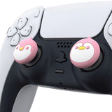 PlayVital Penguin Cute Thumb Grip Caps for PS5/4 Controller, Silicone Analog Stick Caps Cover for Xbox Series X/S, Thumbstick Caps for Switch Pro Controller - Pale Red - PJM3010