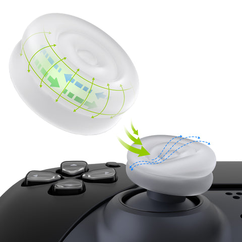 PlayVital Thumbs Cushion Caps Thumb Grips for ps5, for ps4, Thumbstick Grip Cover for Xbox Series X/S, Thumb Grip Caps for Xbox One, Elite Series 2, for Switch Pro Controller - Clear - PJM3023