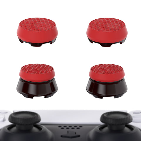 PlayVital Scarlet Red & Black Thumbs Pro Armor Thumbstick Extender Joystick Caps Grip for ps5 Controller -2 High Raise and 2 Mid Raise Dome -  PJM4002