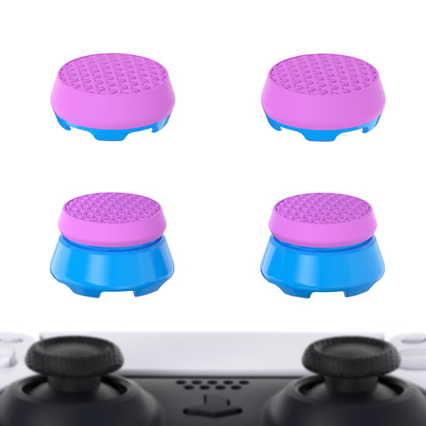 PlayVital Orchid Purple & Heaven Blue Thumbs Pro Armor Thumbstick Extender Joystick Caps Grip for ps5Controller -2 High Raise and 2 Mid Raise Dome - PJM4004