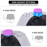 PlayVital Orchid Purple & Heaven Blue Thumbs Pro Armor Thumbstick Extender Joystick Caps Grip for ps5Controller -2 High Raise and 2 Mid Raise Dome - PJM4004