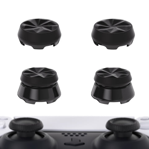 PlayVital Black Thumbs Pro Hurricane Thumbstick Extender Thumb Grips for ps5 Controller - 2 High Raise and 2 Mid Raise Concave - PJM4005