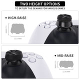 PlayVital Black Thumbs Pro Hurricane Thumbstick Extender Thumb Grips for ps5 Controller - 2 High Raise and 2 Mid Raise Concave - PJM4005