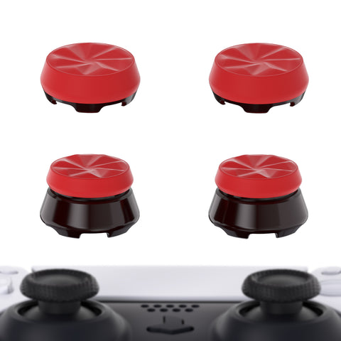 PlayVital Scarlet Red & Black Thumbs Pro Hurricane Thumbstick Extender Thumb Grips for ps5 Controller - 2 High Raise and 2 Mid Raise Concave - PJM4006