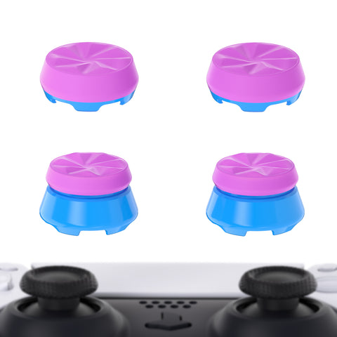 PlayVital Orchid Purple & Heaven Blue Thumbs Pro Hurricane Thumbstick Extender Thumb Grips for ps5 Controller - 2 High Raise and 2 Mid Raise Concave - PJM4008