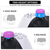 PlayVital Orchid Purple & Heaven Blue Thumbs Pro Hurricane Thumbstick Extender Thumb Grips for ps5 Controller - 2 High Raise and 2 Mid Raise Concave - PJM4008