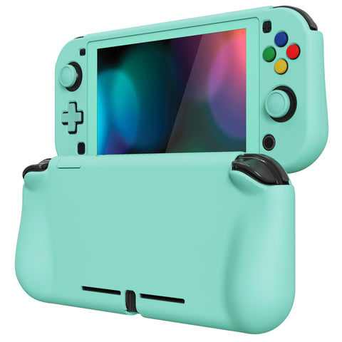 PlayVital ZealProtect Protective Case for Nintendo Switch Lite, Hard Shell Ergonomic Grip Cover for Nintendo Switch Lite w/Screen Protector & Thumb Grip Caps & Button Caps -  Misty Green - PSLYP3005