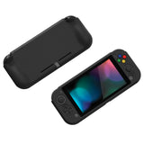 PlayVital ZealProtect Glossy Protective Case for Nintendo Switch Lite, Hard Shell Ergonomic Grip Cover for Switch Lite w/Screen Protector & Thumb Grip Caps & Button Caps - Black - PSLYP3007