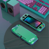 PlayVital ZealProtect Glossy Protective Case for Nintendo Switch Lite, Hard Shell Ergonomic Grip Cover for Switch Lite w/Screen Protector & Thumb Grip Caps & Button Caps - Chameleon Green Purple - PSLYP3008